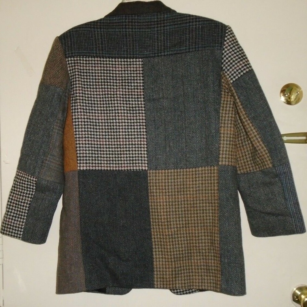 Vintage Rare Patchwork Lined Wool Blazer Jacket - image 4